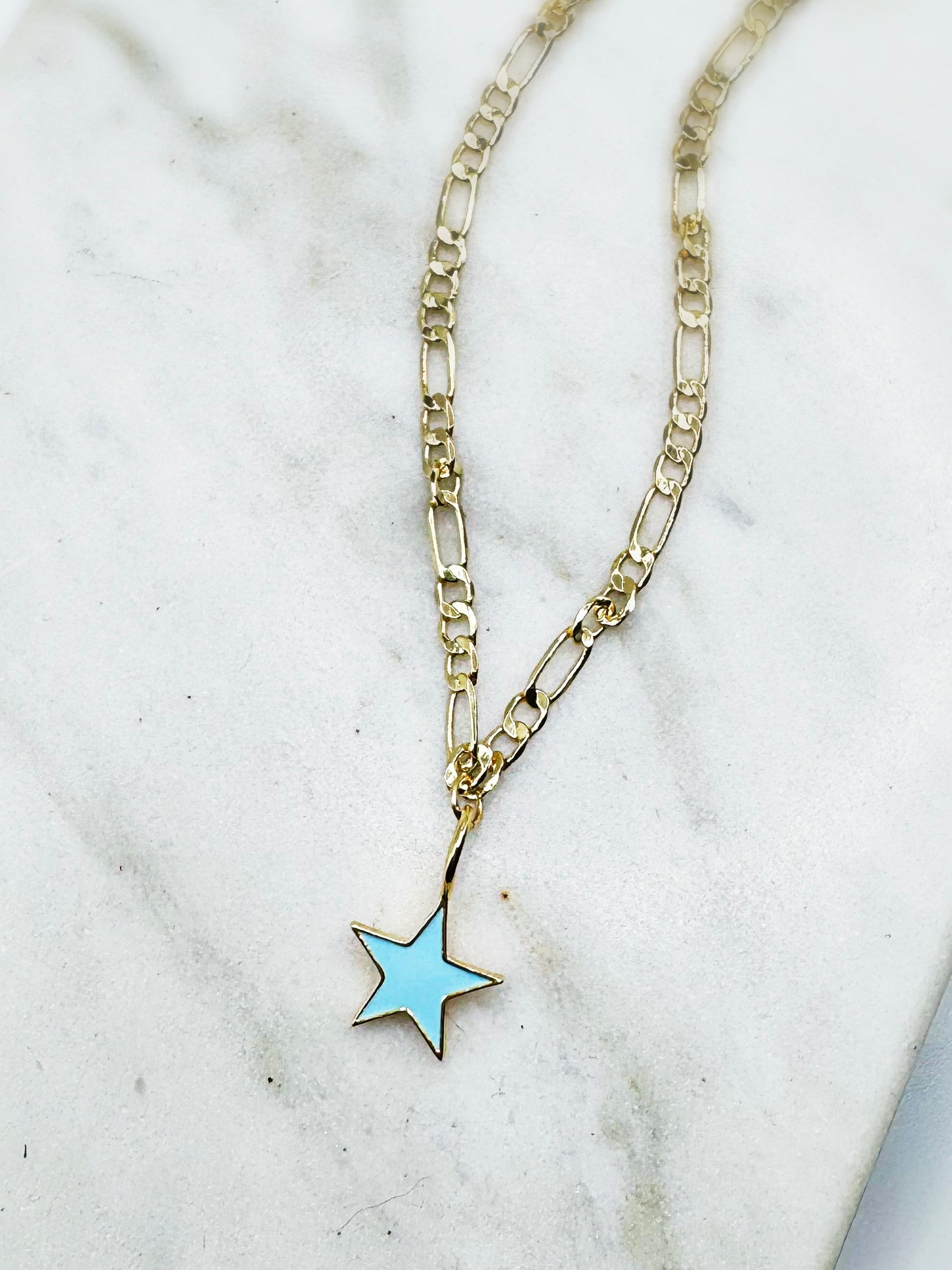 Blue Star Charm Chunky Necklace