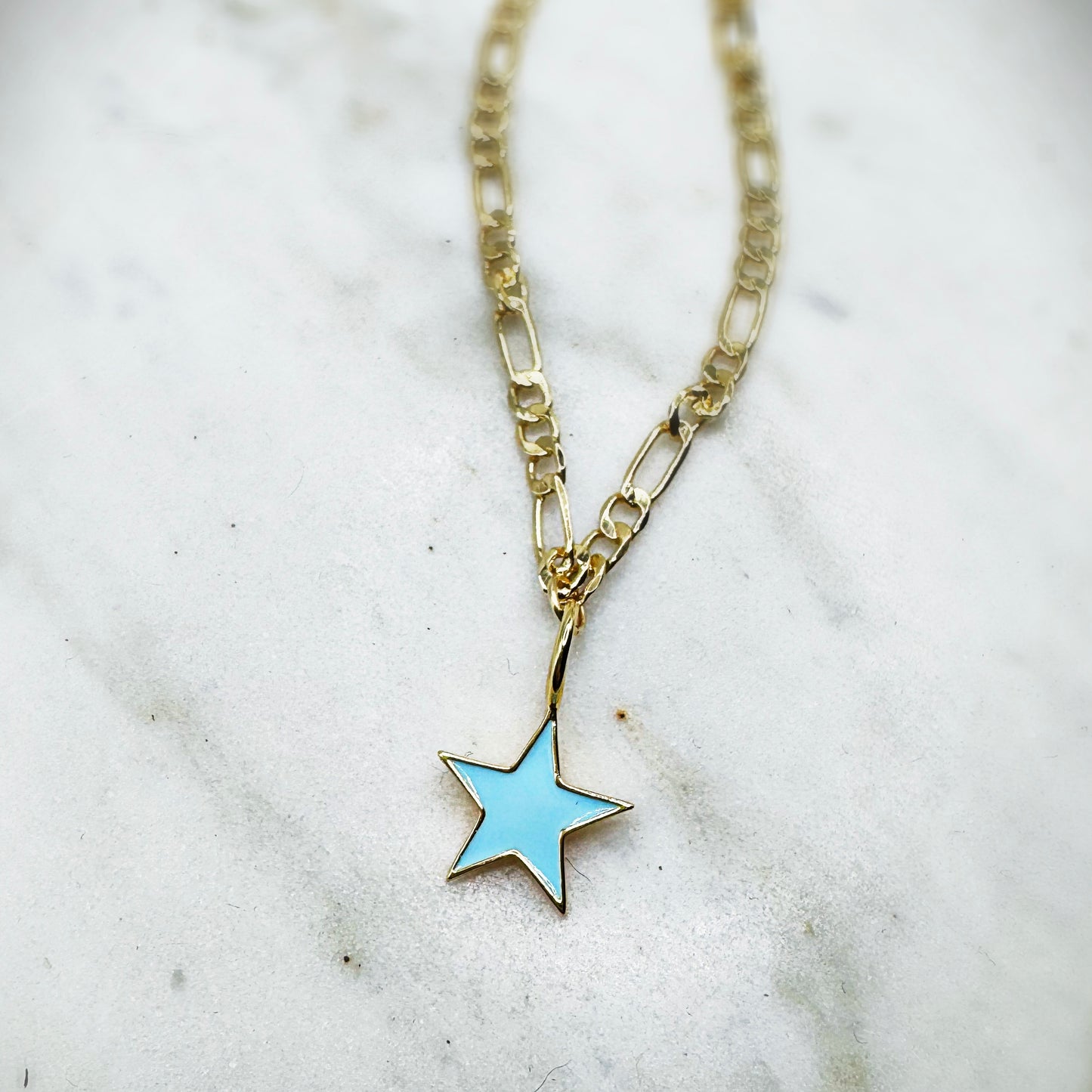 Blue Star Charm Chunky Necklace